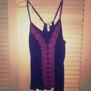 Blue and pink embroidered cami